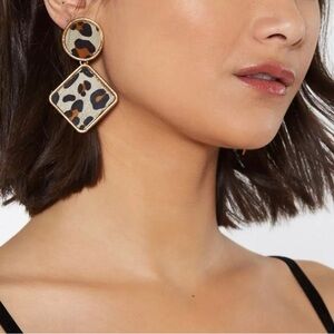 Zara Leather Leopard Print Earrings